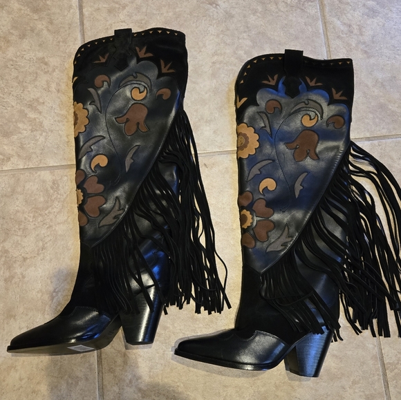 NWT Free People Spell Sannah Fringe Leather Cowboy Boots - Picture 2 of 6